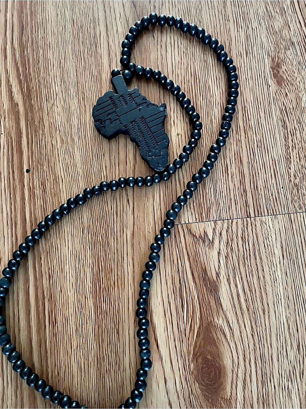 Black Beaded Pendant Necklace